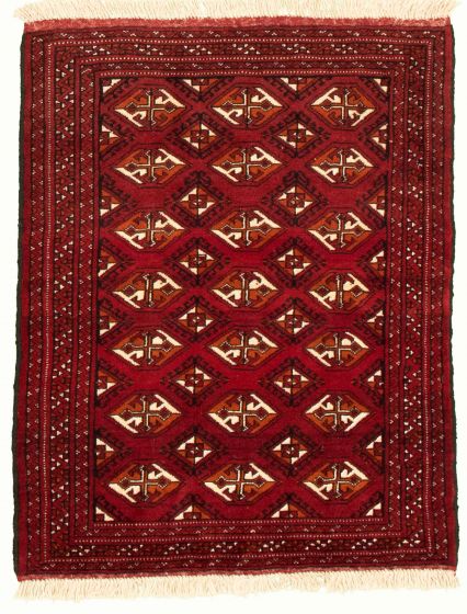 Bordered  Tribal Red Area rug 3x5 Turkmenistan Hand-knotted 334829