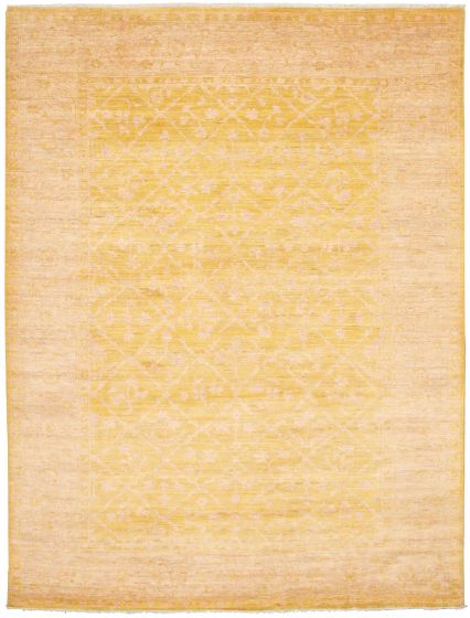 Bordered  Transitional Yellow Area rug 6x9 Pakistani Hand-knotted 338810