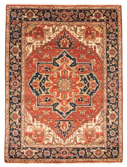 Bordered  Traditional Brown Area rug 9x12 Indian Hand-knotted 344103