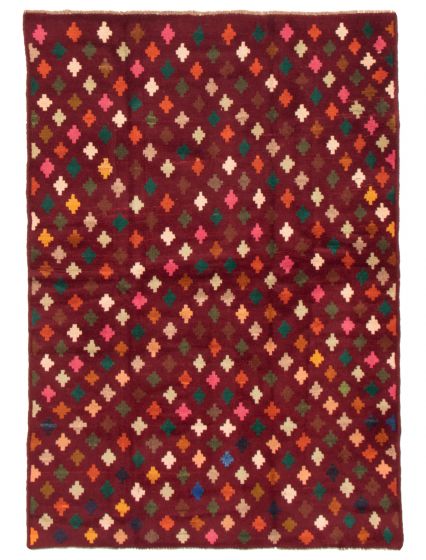 Bohemian  Tribal Red Area rug 4x6 Afghan Hand-knotted 354409