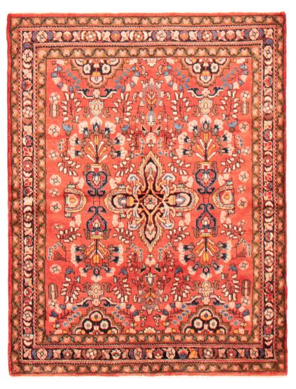 Bordered  Traditional Brown Area rug 4x6 Persian Hand-knotted 365931