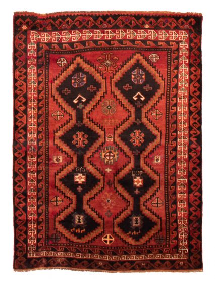 Bordered  Traditional Red Area rug 4x6 Persian Hand-knotted 365958