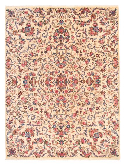 Bordered  Traditional Ivory Area rug 9x12 Persian Hand-knotted 372294