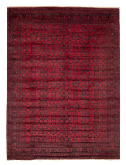 Bordered  Traditional Red Area rug 8x10 Afghan Hand-knotted 377205