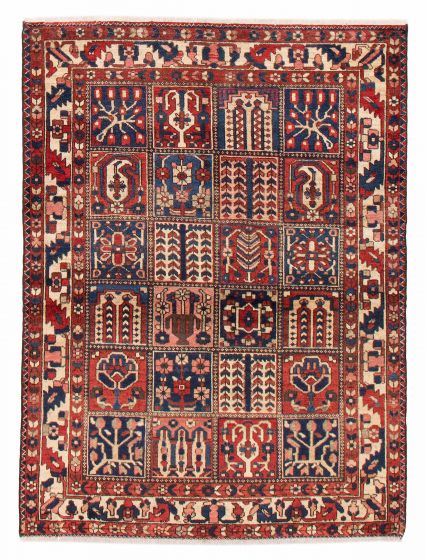 Bordered  Tribal Red Area rug 4x6 Persian Hand-knotted 385297