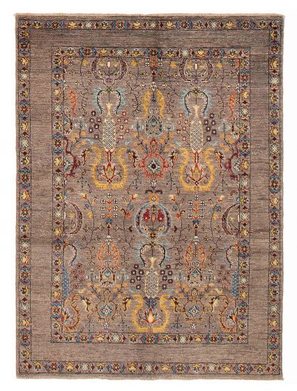 Floral  Transitional Grey Area rug 4x6 Afghan Hand-knotted 390336