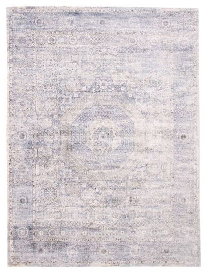Bordered  Traditional Blue Area rug 9x12 Indian Hand Loomed 386461