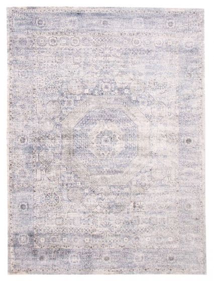 Bordered  Traditional Blue Area rug 10x14 Indian Hand Loomed 386468
