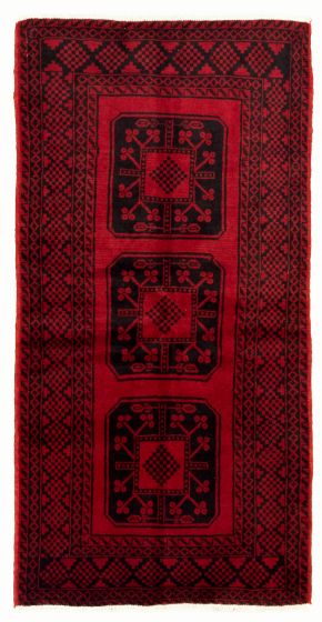 Bordered  Tribal Red Area rug 3x5 Afghan Hand-knotted 334158