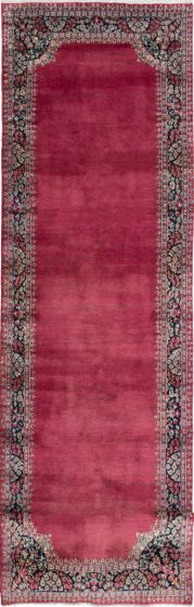 Bordered  Traditional Red Runner rug 12-ft-runner Persian Hand-knotted 281914