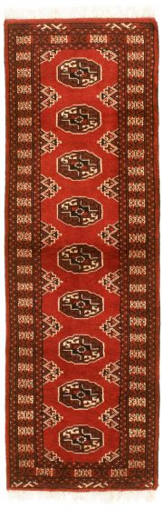 Bordered  Tribal Brown Runner rug 6-ft-runner Turkmenistan Hand-knotted 332750
