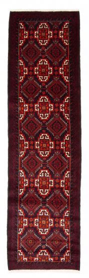Bordered  Traditional Blue Runner rug 9-ft-runner Afghan Hand-knotted 379125