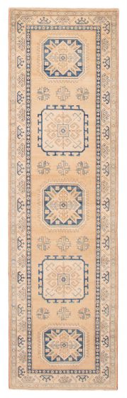 Geometric  Vintage Brown Runner rug 10-ft-runner Afghan Hand-knotted 392115