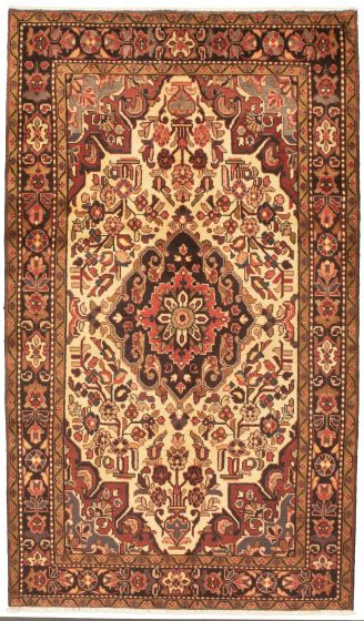 Bordered  Traditional Ivory Area rug 5x8 Persian Hand-knotted 323944