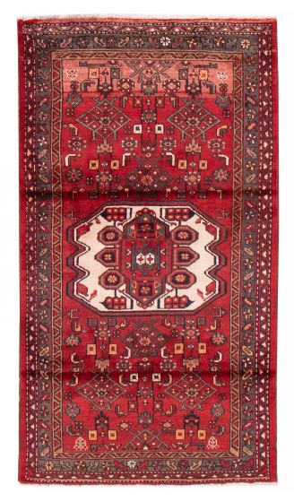 Bordered  Tribal Red Area rug 4x6 Turkish Hand-knotted 380159
