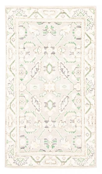 Bordered  Transitional Grey Area rug 3x5 Pakistani Hand-knotted 382099