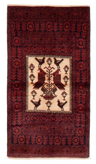 Bordered  Tribal Red Area rug 3x5 Persian Hand-knotted 383190