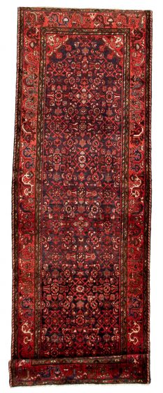 Bordered  Traditional Red Runner rug 11-ft-runner Persian Hand-knotted 352204