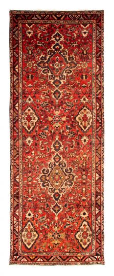 Bordered  Traditional Red Runner rug 9-ft-runner Persian Hand-knotted 352484