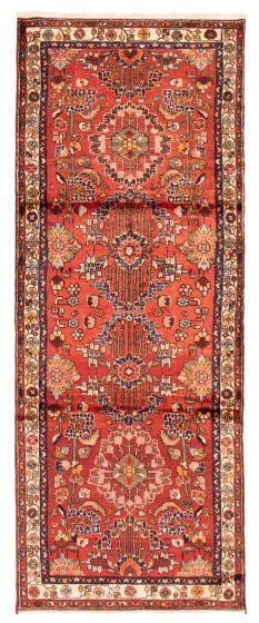 Bordered  Traditional Red Runner rug 10-ft-runner Persian Hand-knotted 372990