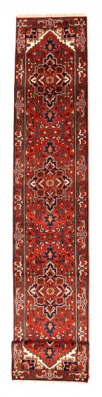 Bordered  Traditional Red Runner rug 26-ft-runner Indian Hand-knotted 344350