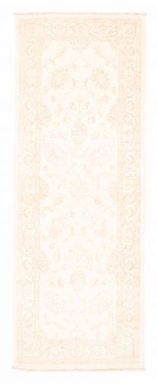 Bordered  Traditional Ivory Runner rug 6-ft-runner Pakistani Hand-knotted 380029