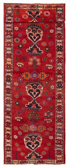 Tribal Red Runner rug 13-ft-runner Turkish Hand-knotted 389812