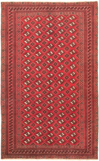 Bordered  Tribal Red Area rug 5x8 Russia Hand-knotted 319255