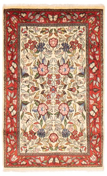 Bordered  Floral Ivory Area rug 3x5 Persian Hand-knotted 373521