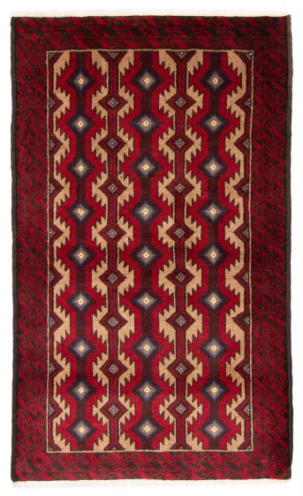 Bordered  Traditional Red Area rug 3x5 Afghan Hand-knotted 379291