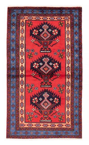Bordered  Tribal Red Area rug 4x6 Turkish Hand-knotted 381571