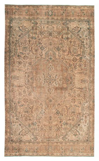 Bordered  Vintage/Distressed Brown Area rug Unique Turkish Hand-knotted 384970