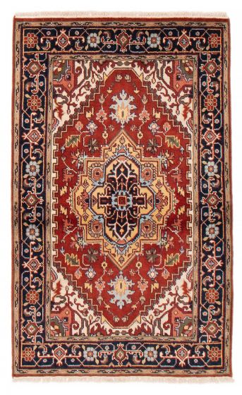 Bordered  Traditional Brown Area rug 3x5 Indian Hand-knotted 386973