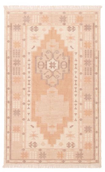 Carved  Moroccan Ivory Area rug 5x8 Indian Hand-knotted 387282