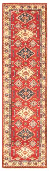 Bordered  Traditional Red Runner rug 10-ft-runner Afghan Hand-knotted 351012