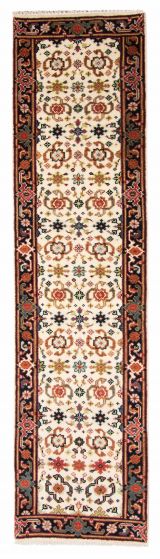 Bordered  Traditional Ivory Runner rug 10-ft-runner Indian Hand-knotted 377282