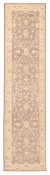 Bordered  Transitional Grey Runner rug 10-ft-runner Pakistani Hand-knotted 387085