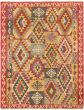 Bordered  Geometric Red Area rug 4x6 Turkish Flat-weave 297735