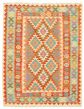 Bordered  Geometric Ivory Area rug 4x6 Turkish Flat-weave 329530