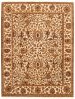 Bordered  Traditional Ivory Area rug 6x9 Indian Hand-knotted 335506