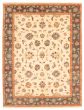 Bordered  Traditional Ivory Area rug 9x12 Indian Hand-knotted 355332