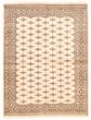Bordered  Tribal Ivory Area rug 5x8 Pakistani Hand-knotted 359475