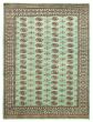 Bordered  Traditional Green Area rug 6x9 Pakistani Hand-knotted 364212