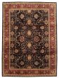 Bordered  Traditional Black Area rug 9x12 Indian Hand-knotted 374400