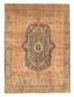 Bordered  Vintage/Distressed Brown Area rug 5x8 Turkish Hand-knotted 378102
