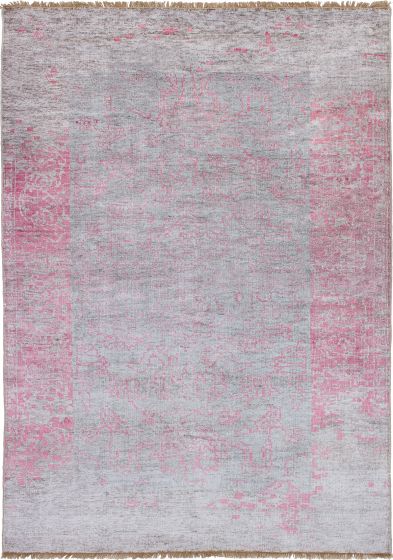 Casual  Contemporary Grey Area rug 5x8 Indian Hand-knotted 271647