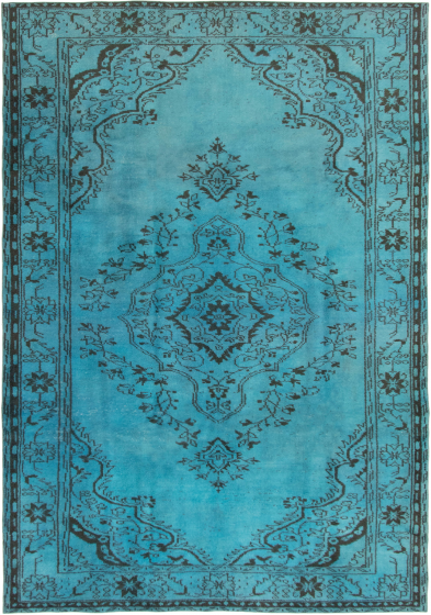 Bordered  Transitional Blue Area rug 6x9 Turkish Hand-knotted 293779