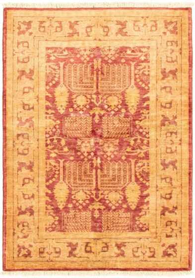 Bordered  Traditional Red Area rug 3x5 Afghan Hand-knotted 319090