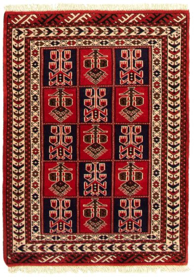 Bordered  Tribal Red Area rug 3x5 Turkmenistan Hand-knotted 332487