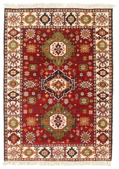 Bordered  Traditional Red Area rug 3x5 Indian Hand-knotted 347319